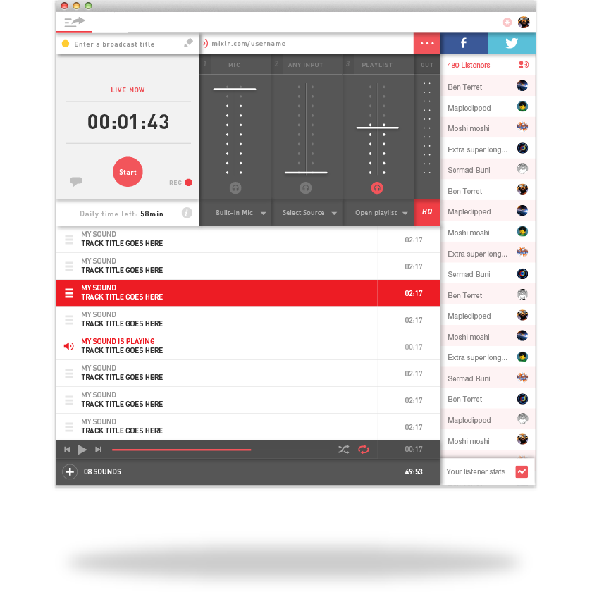 mixlr app settings